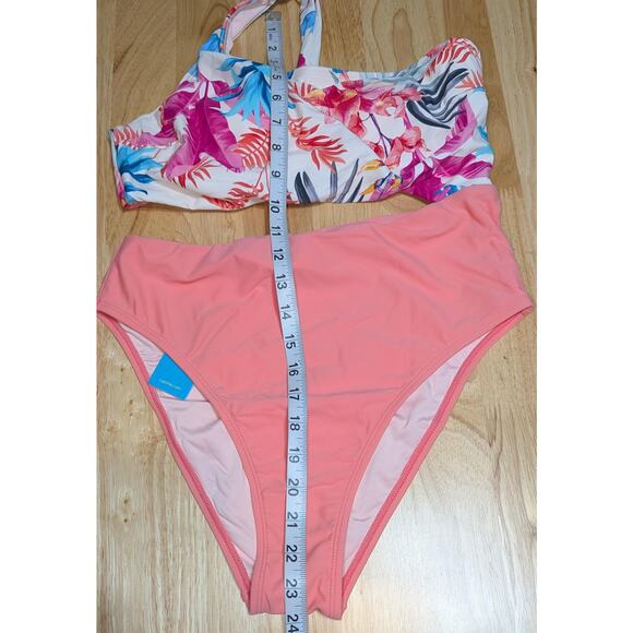 Cupshe Swimsuit Womens M Pink Floral One Piece Swimsuit High Waist One Shoulder - Picture 3 of 13